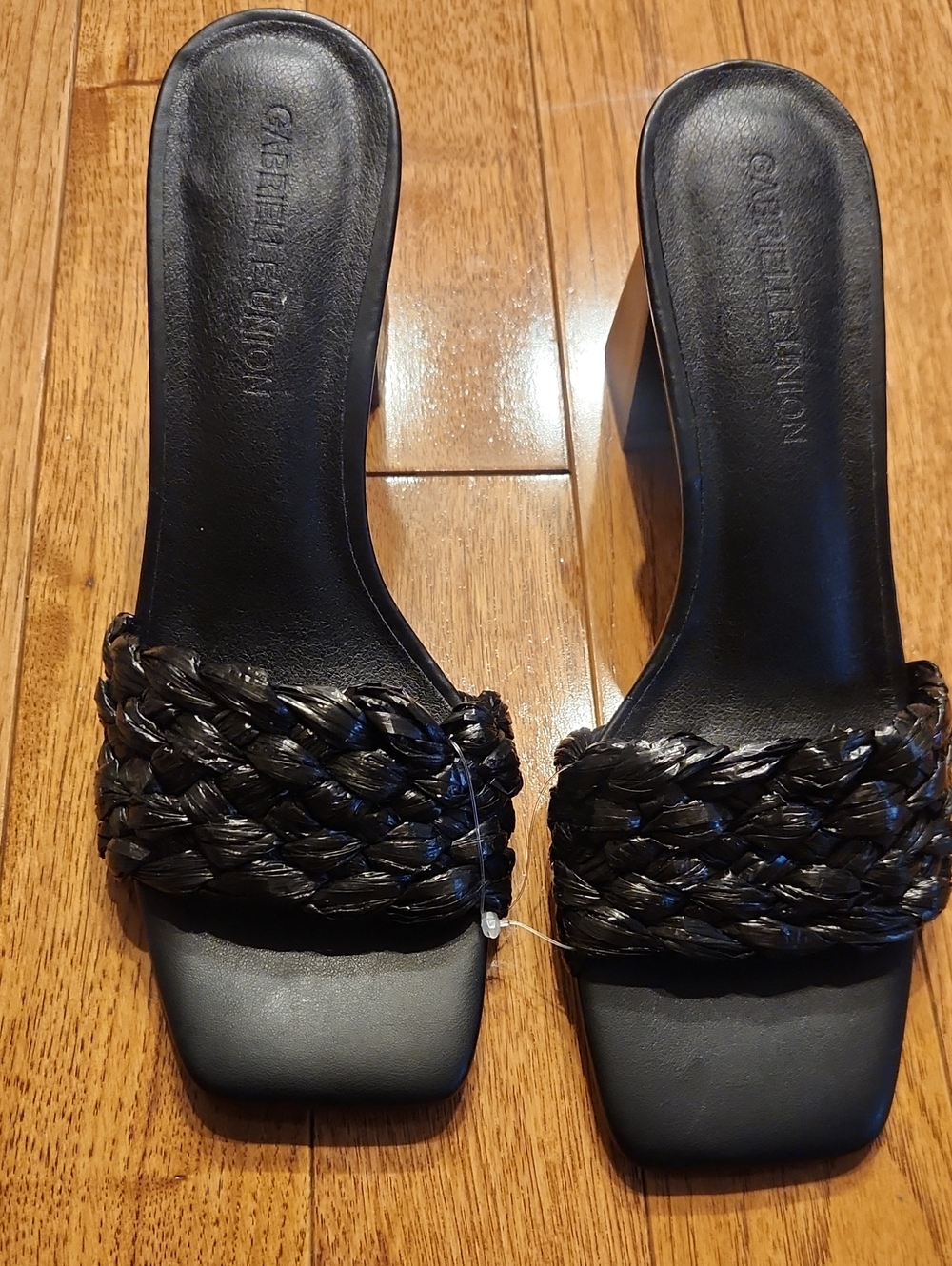 Braided Leather Slide Mules in Black by Gabrielle Union Size 8